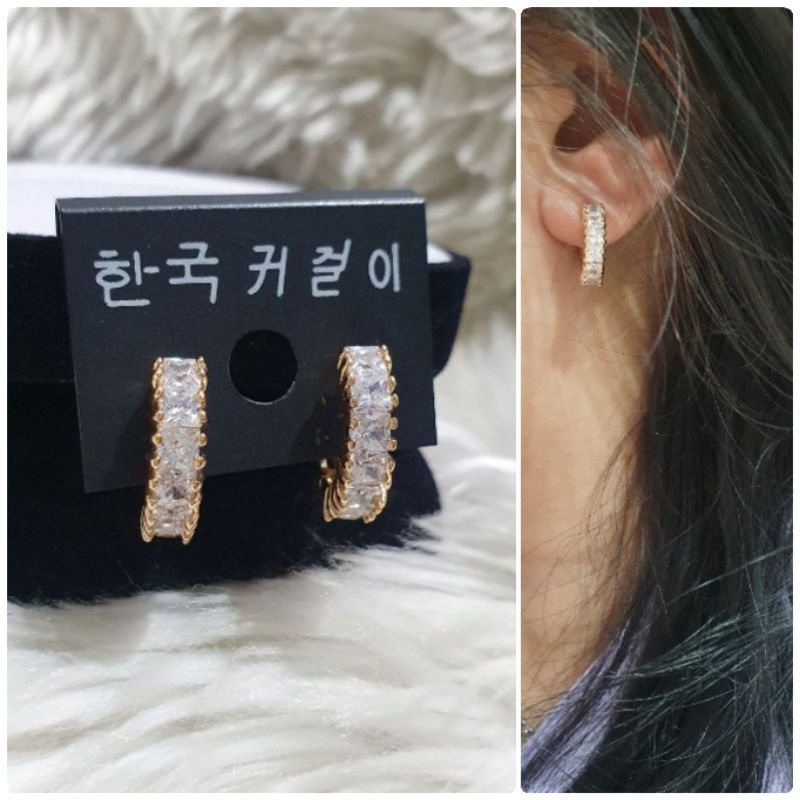 Anting Silver925 Perak Premium Quality Mata kilau Anti Karat anti alergi anting premium platgold model hoops 9910