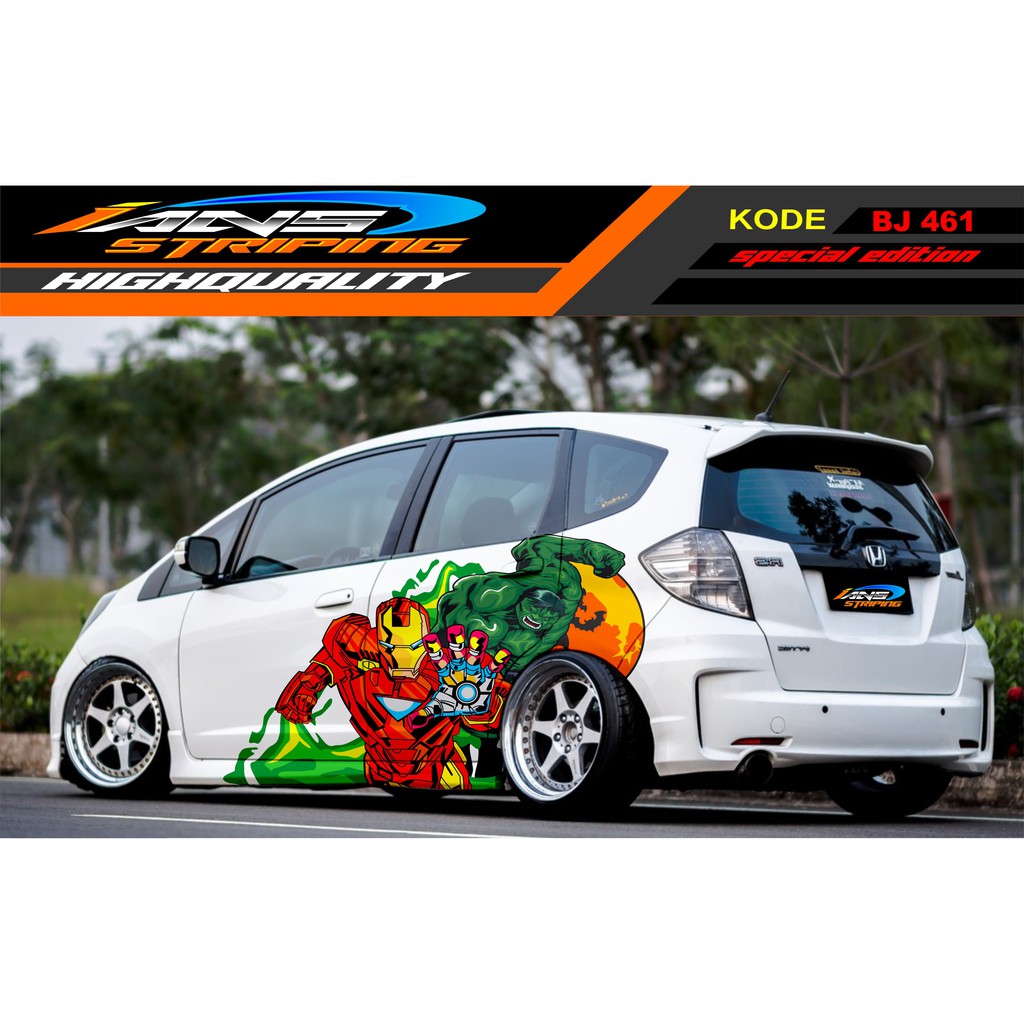 STICKER DECAL MOBIL JAZZ, BRIO , SWIFT , YARIS , AGYA / VARIASI STICKER MOBIL KARTUN / STIKER MOBIL