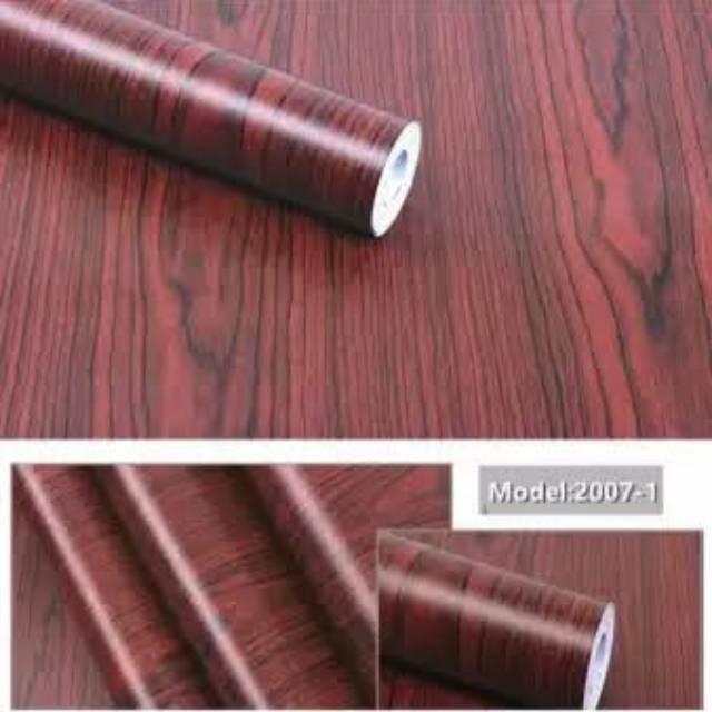 WALLPAPER STICKER DINDING MOTIF KAYU MERAH