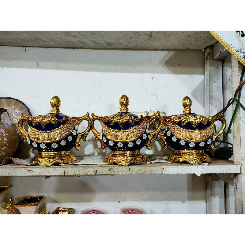 stoples/guci tutup keramik set biru mewah