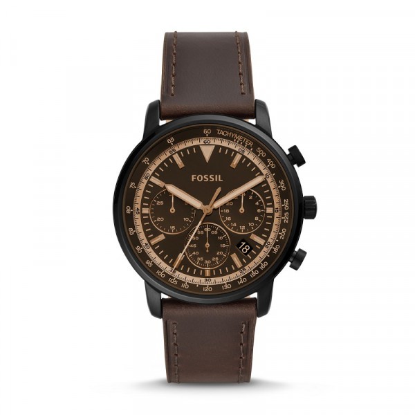 Jam Tangan Pria Fossil Goodwin Chronograph Brown Leather Watch (FS5529)