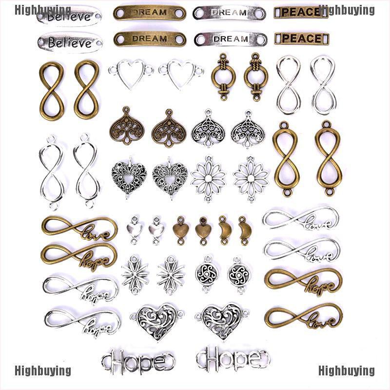 Hbid 50Pcs / Lot Konektor Charm Bahan Alloy Antik untuk Perhiasan DIY