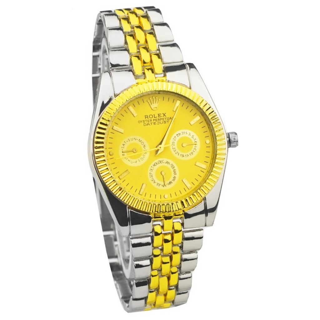 WBS  JAM TANGAN COUPLE FREE BATERAI ✅COD ROLEX RANTAI CHRONO IMPORT GROSIR MURAH SPORT  CASUAL PASANGAN PRIA WANITA ANAK REMAJA DEWASA RX004-PRIA KOMBI PLAT GOLD