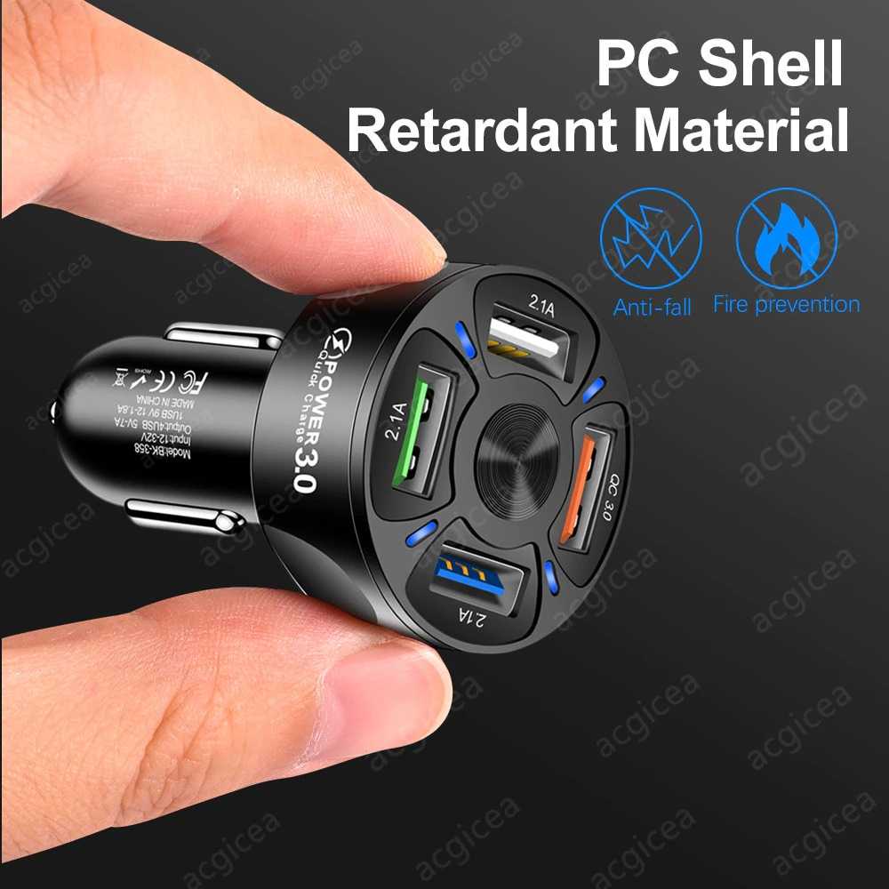 USB Charger Mobil Pengisian Cepat 3.0 Cepat Pemantik Rokok Mobil untuk Samsung Huawei Xiaomi Iphone Charger Mobil QC 3.0