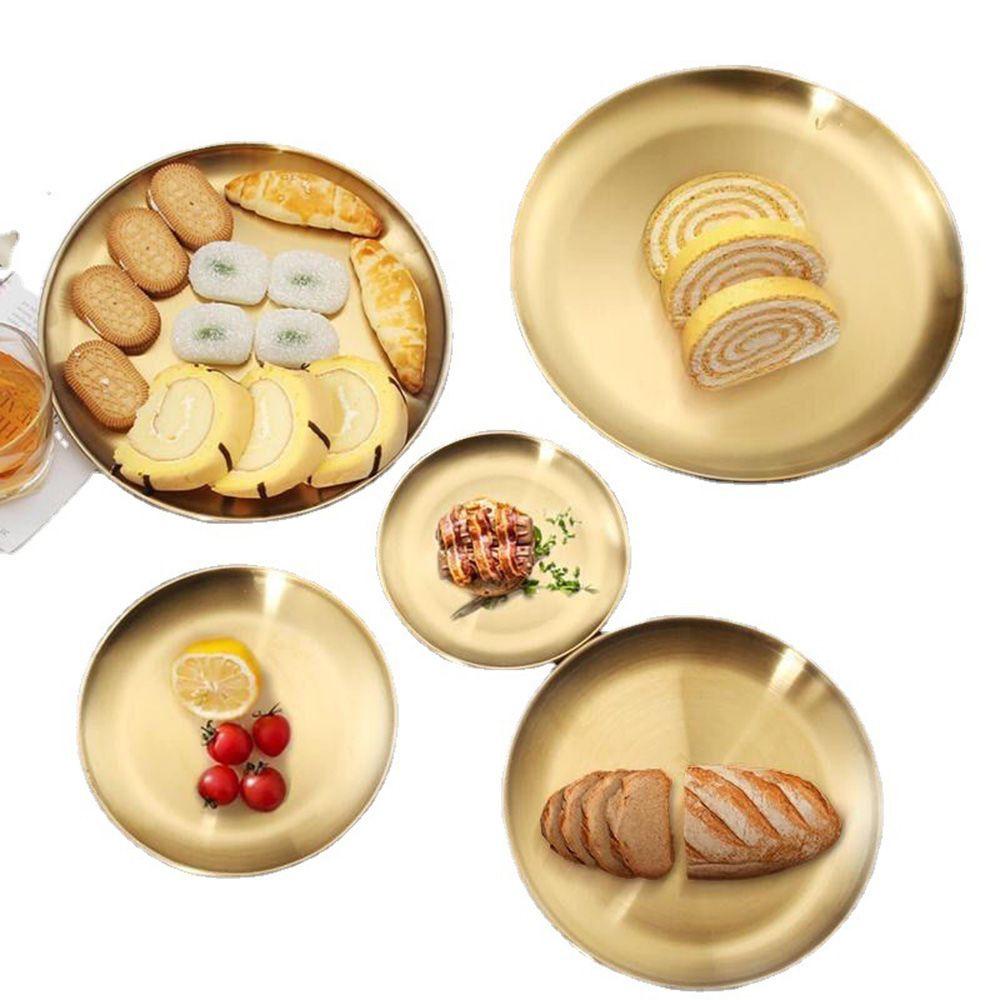 Populer Bone Spitting Dish Stainless Steel Peralatan Makan Kue Dessert Buah Daging Metal Dining Disc