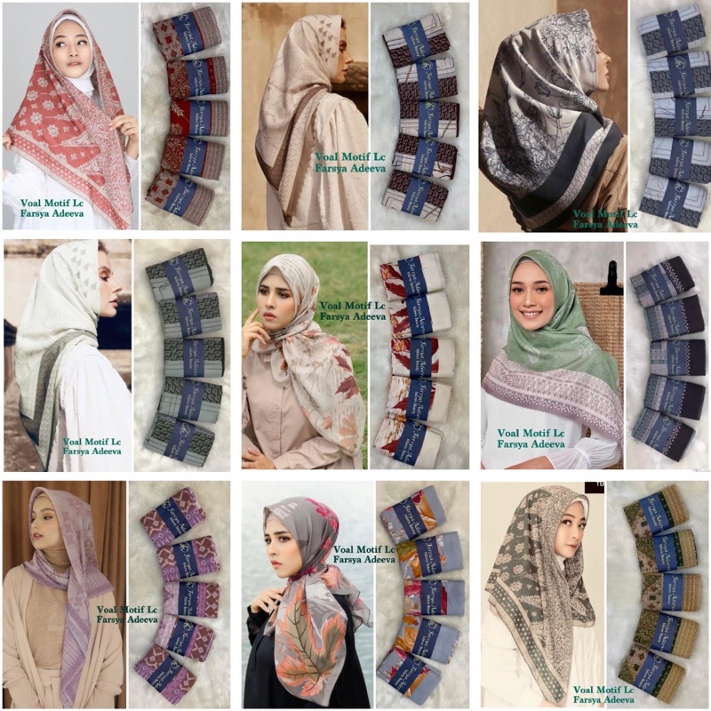 Jilbab Adeeva Denay Motif Koran Segiempat Voal Premium 30+ Motif-Random grosir