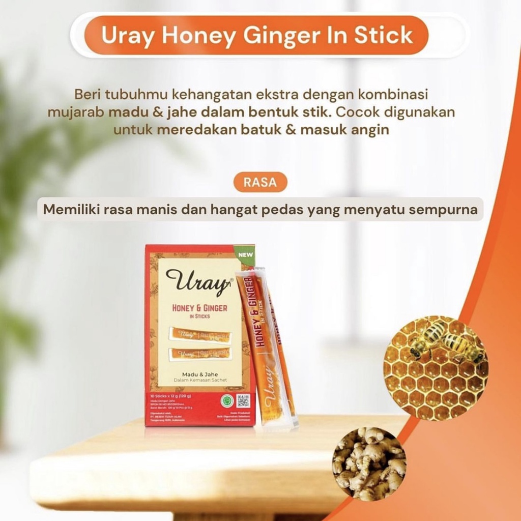 

NG MADU URAY HONEY & GINGER IN STICKS (1 DUS 120 GRAM) / MADU MURNI