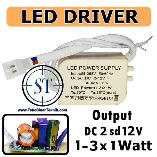 Kit Driver for 3x LED 1W input 220V Output 2-12V + Protection + Box