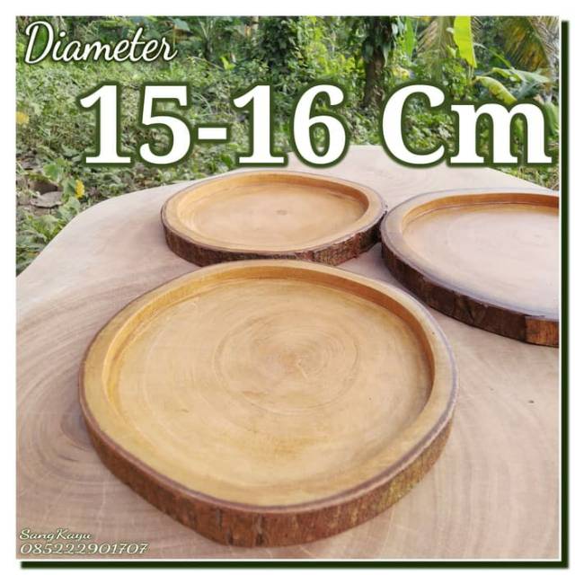 Wooden plate serving tray 15-16 cm piring saji wadah makanan cemilan