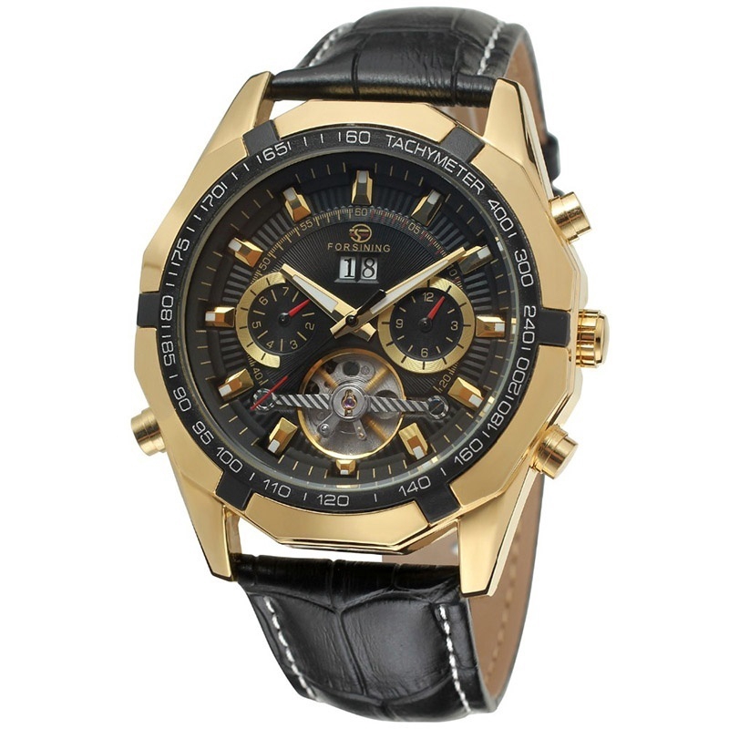

FORSINING Jam Tangan Mekanik Otomatis Tourbillon Strap Kulit untuk Pria