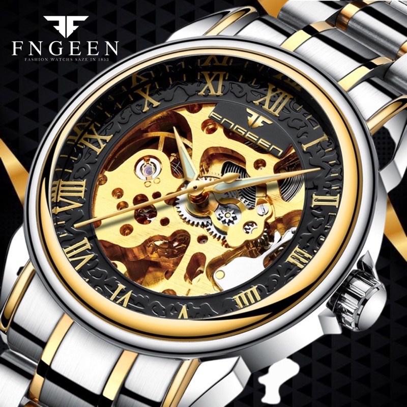 Jam Tangan Pria Mekanis Otomatis FNGEEN Original Import Murah Elegant Waterproof Tahan Air Pria