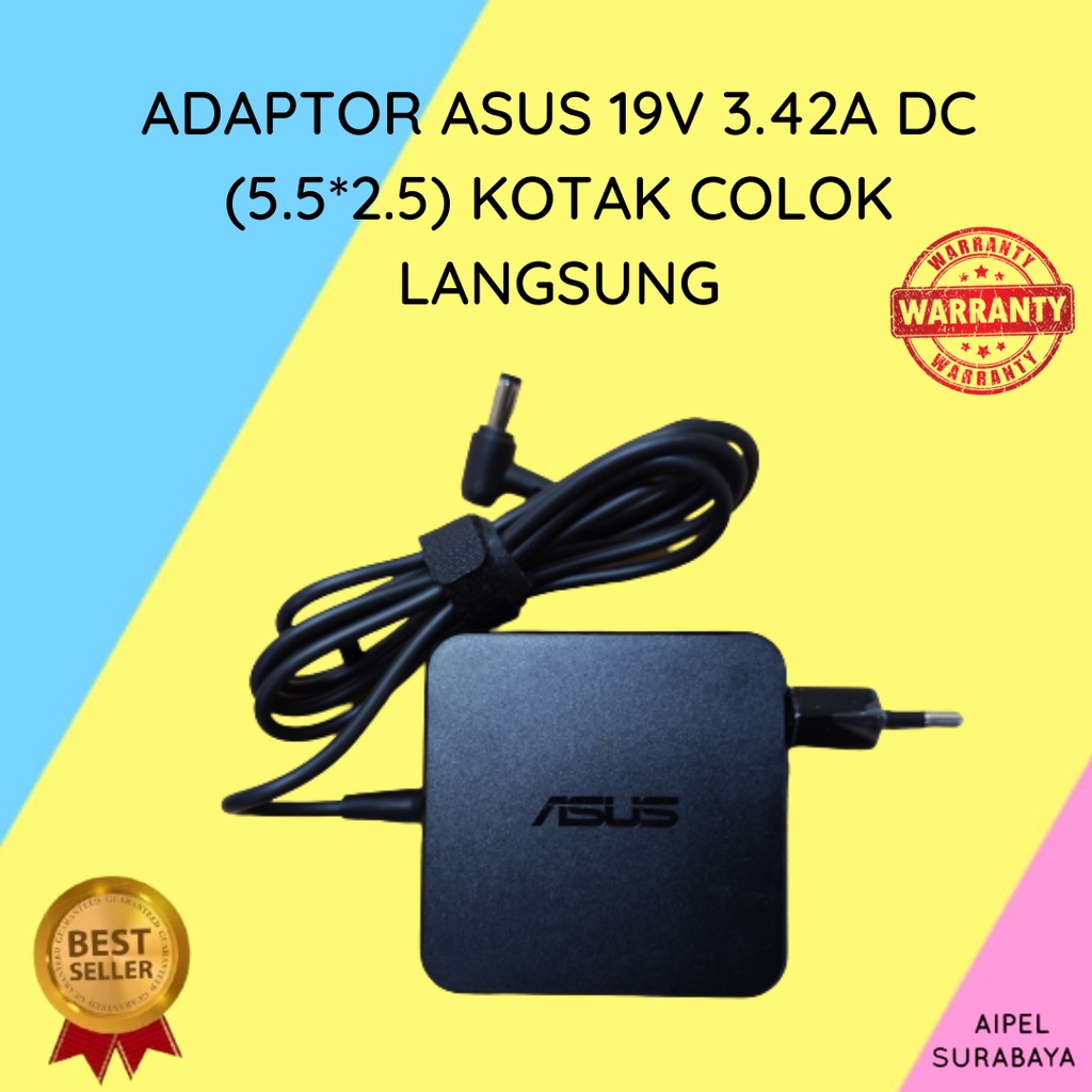 ASUS193425525KCL | ADAPTOR ASUS 19V 3.42A DC (5.5*2.5) KOTAK COLOK LANGSUNG