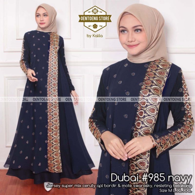DUBAI #985 TURKEY ARABIAN WARNA MUSTARD NAVY BLUE BLACK MOCCA BOTOL Gamis Abaya Dress Arabian Style 