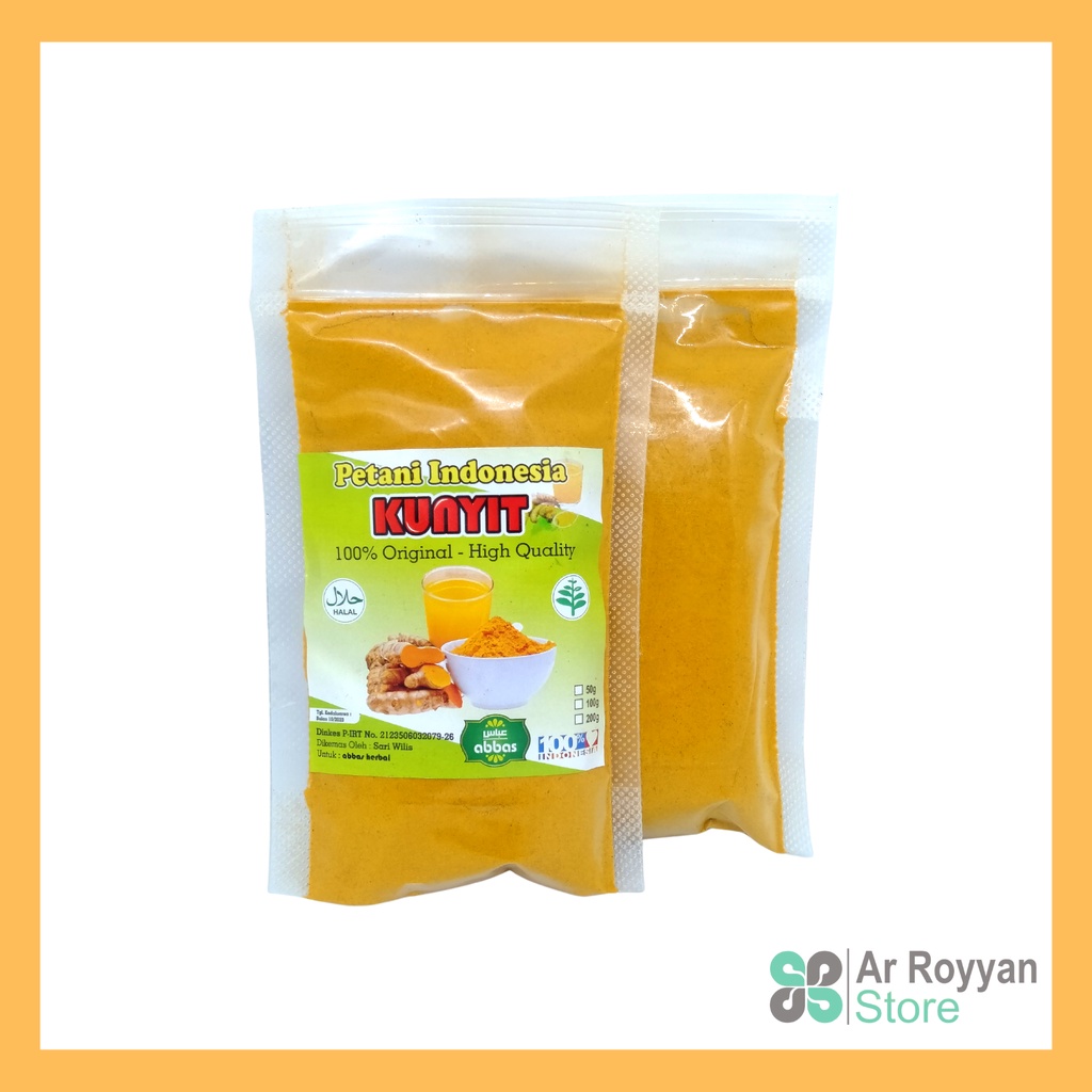 

Kunyit bubuk murni 100% tanpa gula kemasan plastik 50gram herbal alami untuk kolesterol