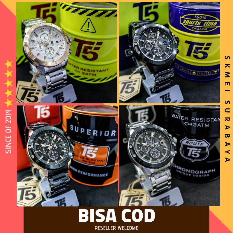 JAM TANGAN PRIA ANTI AIR T5 H3636 ORIGINAL RANTAI