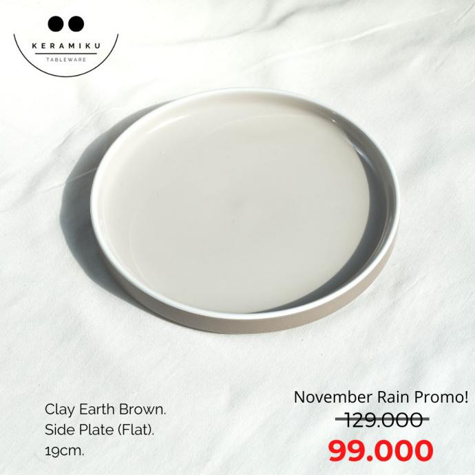 CLAY EARTHEN BROWN SIDE PLATE SALAD PLATE PIRING KUE TABLEWARE SET