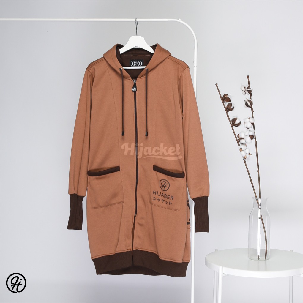 ⭐️BEST SELLER⭐️ Jaket Sweater Wanita Muslimah Hijaber - Hijacket Yukata Panjang Syari Hijab Hijaket-BROWN (Best Seller)