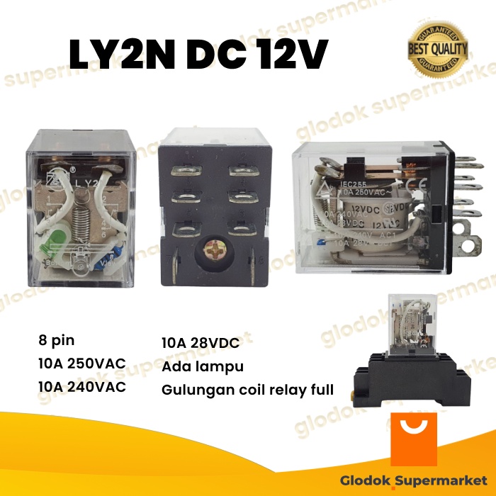 Relay LY2N DC 12V 8 pin Riley 12 Volt 8p 10a