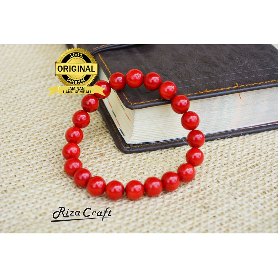 Gelang Batu  Akik Marjan  Merah Red Coral Asli  Alam Natural 