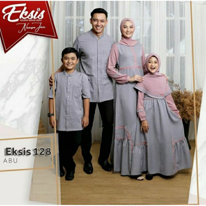 Seply Eksis 128 Abu - Baju Muslim Sarimbit Lebaran - Baju Muslim Gamis Keluarga 2021