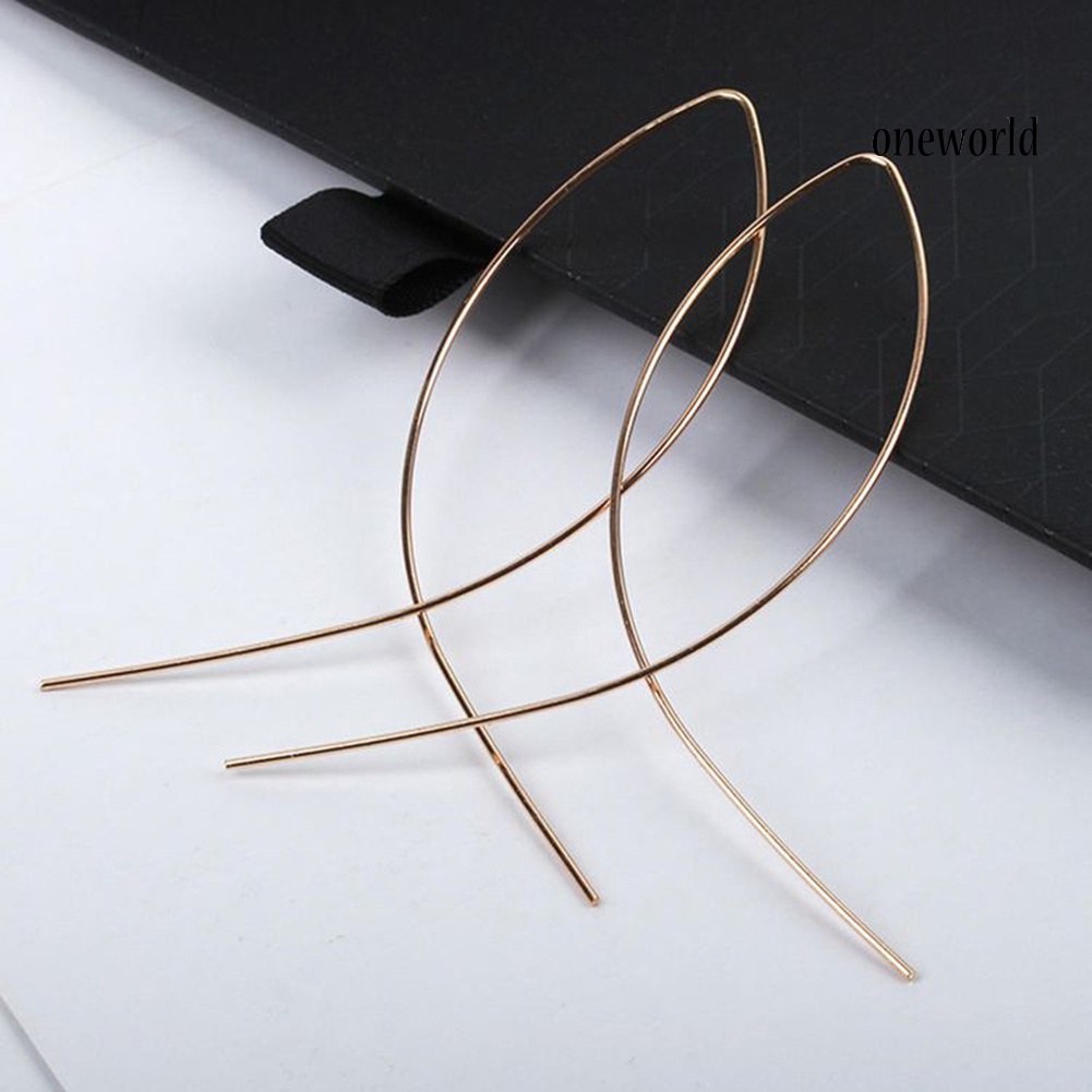 OW@ Fashion Women Long Cross Fish Line Dropping Earring Handmade Art Jewelry Gift