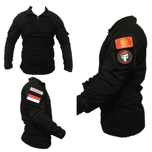 combat shirt hitam komando (kopassus)