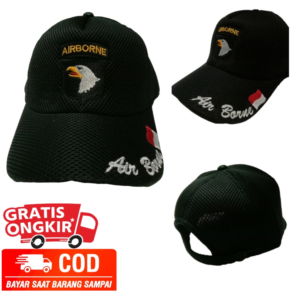 TOPI JARING AIRBORNE WARNA HITAM TERBARU