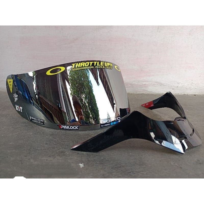 Paket Flat Visor Iridium kyt Rc7  + Spoiler KYT Rc7 R10 K2R K2rider /gratis stiker