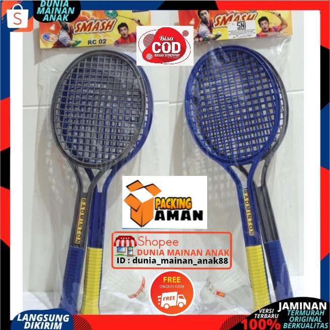 PROMO Mainan Anak Set Raket Badminton Mainan Edukatif Anak Bulu Tangkis Plastik SNI