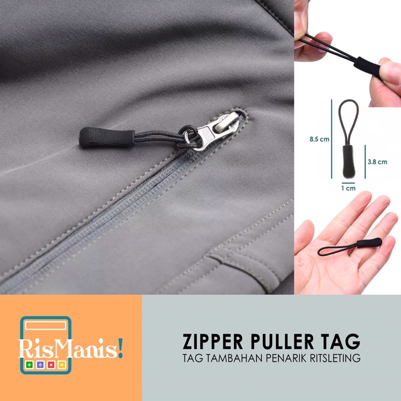 ZIPPER PULLER TAG - Pegangan Resleting Penarik Ritsleting Ransel Tas Jaket Dompet Tali Nylon Elastis