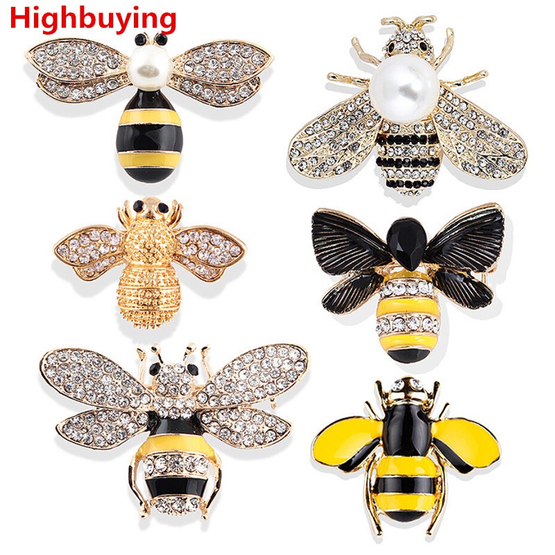 Hbid Glory Bros Enamel Bentuk Lebah Bumblebee Aksen Kristal