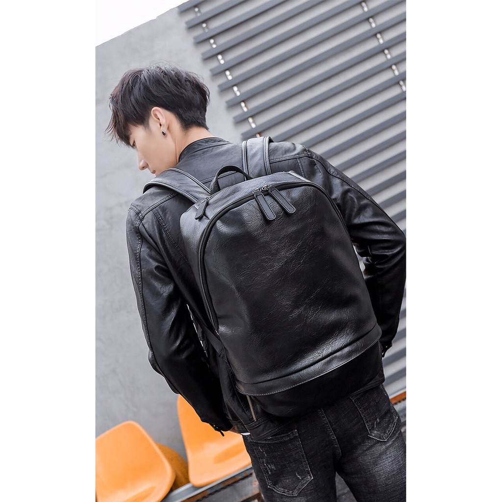 Tas Ransel Kulit Tas Sekolah Kuliah Travel Leather Backpack 9897
