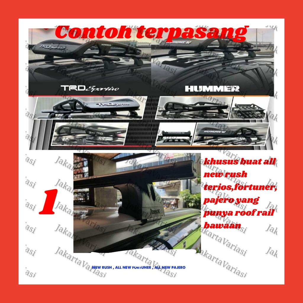 Paket Rack Atas Mobil TRD Sportivo Hummer Roof Rail Jepit Body 110 x 80 cm Universal Avanza Veloz Xe