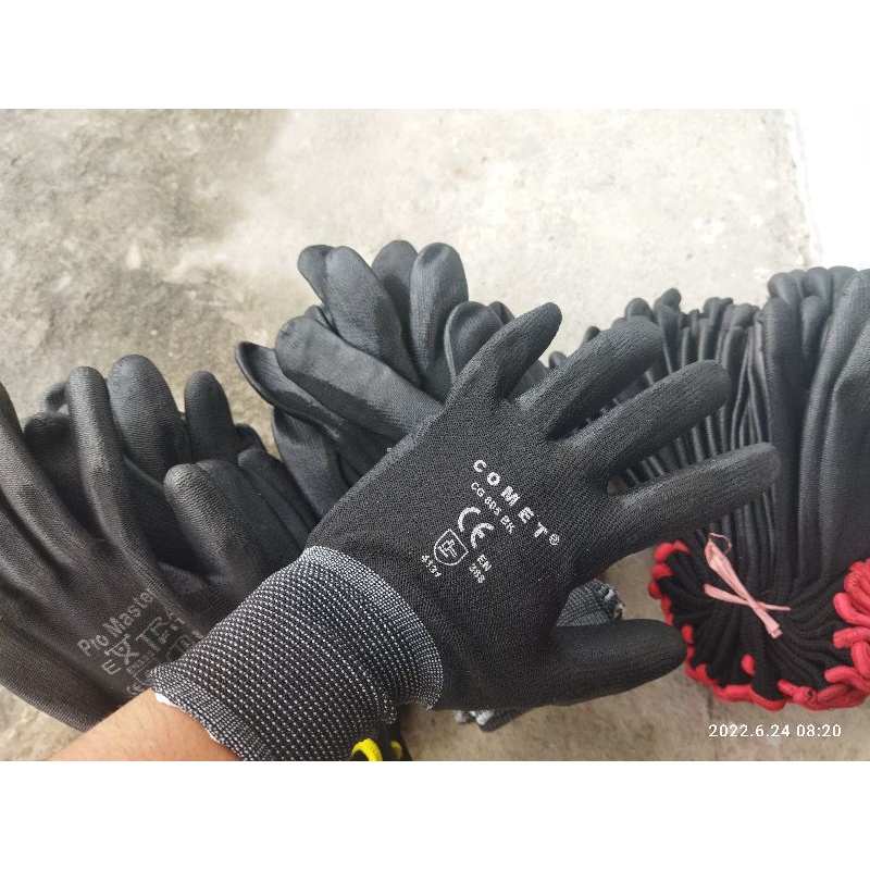 1 lusin sarung tangan safety hitam Lapis karet 12 pasang (24 pcs) GRPSIR