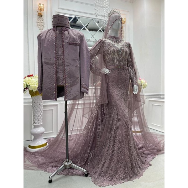 Terlaris Cauple kebaya akad Elisap//kebaya pengantin  full payet super mewah | kebaya akad nikah | kebaya  modren