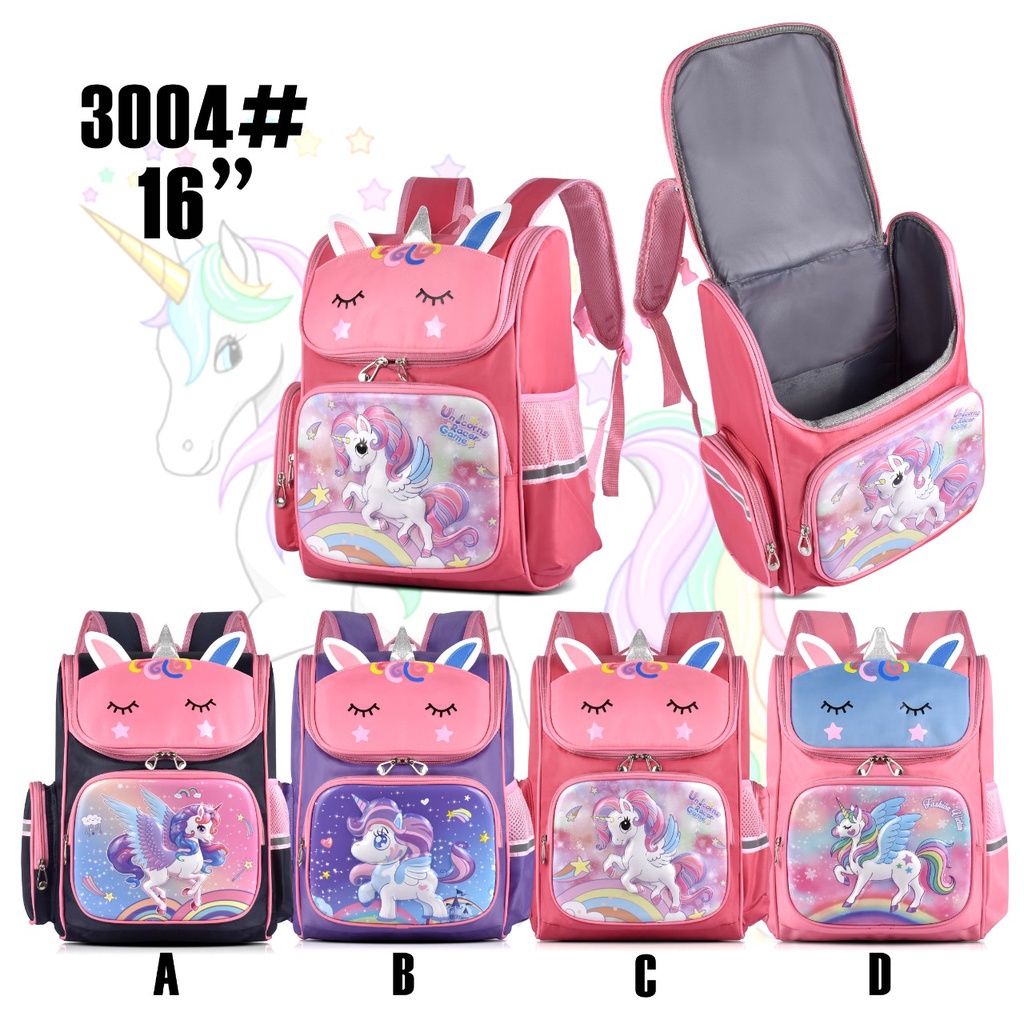 (RF) Tas Cartoon Unicorn 3004 16 Inch Tas Ransel Anak Perempuan SD Tas Sekolah Timbul Tas Ransel Cewek