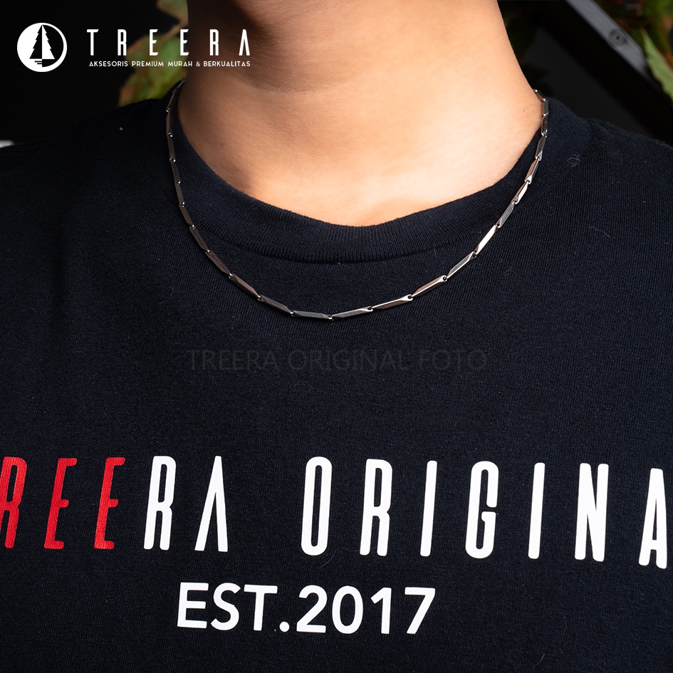 Treera - Titanium Kalung Pria Anti Karat Anti Luntur Original Model Padi