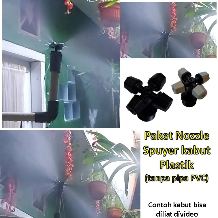 Spuyer Nozzle Sprayer Kabut Embun Kepala 4 Plastik Rumah Walet Kandang Ayam Rumah Jamur