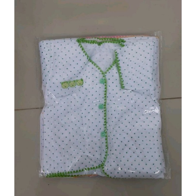 Baju Bayi Lengan Pendek Polkadot Boneka Tempel (Grosir 12 pcs) Baju Pendek Bayi Tabur Polkadot Atasan Newborn