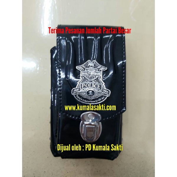 Sarung Dompet Tempat HP Harley Lux Dobel Hitam Motif Api