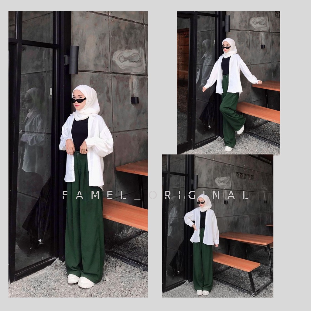 Camella Kulot Hijau Army | Kulot | Celana Kulot Hijau TNI | Celana Kulot Wanita | Celana Kulot Highw