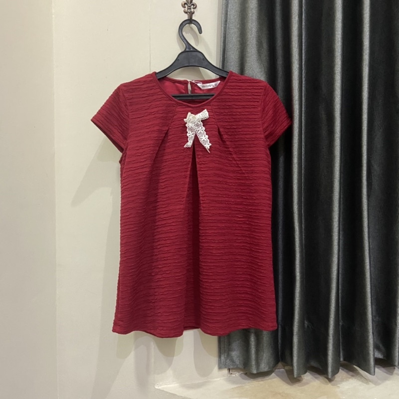 LITTLE X.EIGHT ZARA RED TOP NEW PRELOVED ATASAN TEKSTURE MERAH KAOS BAJU BLOUSE