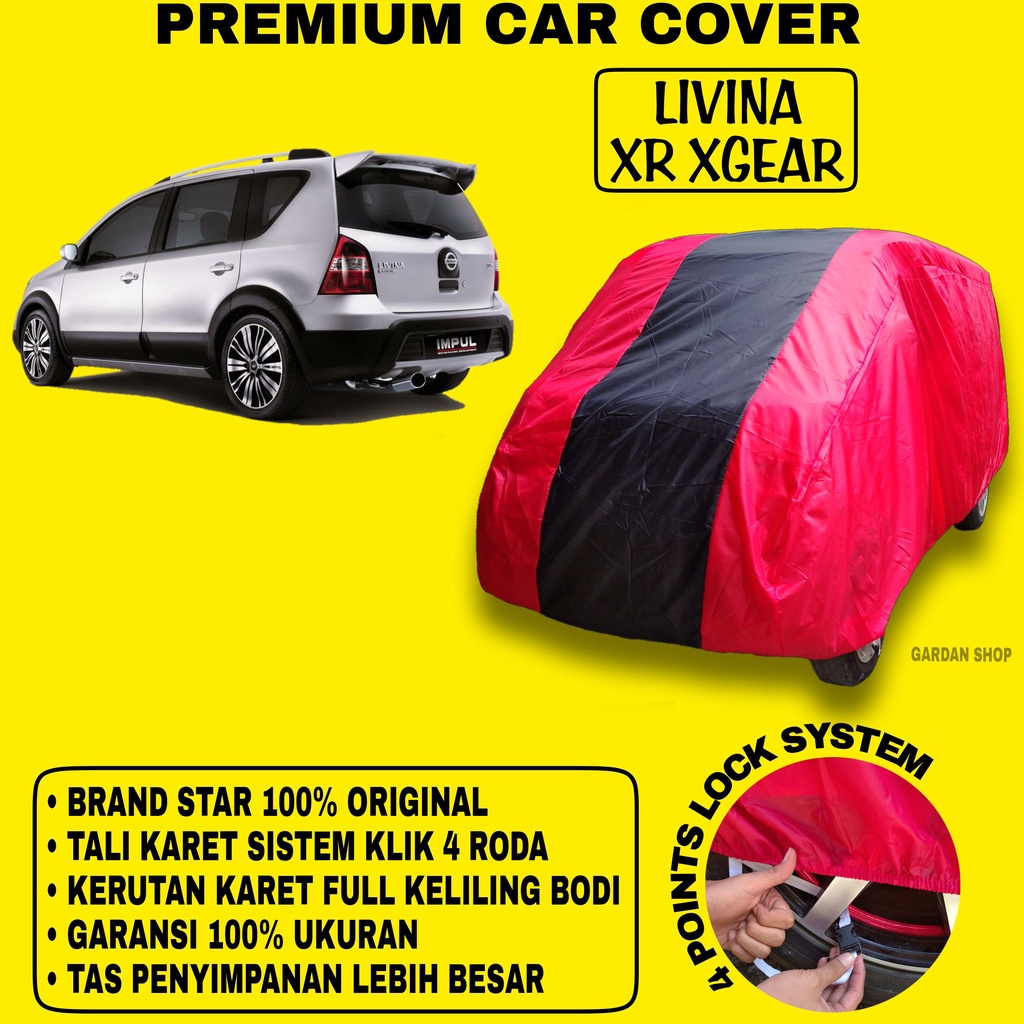 Body Cover LIVINA XR XGEAR MERAH HITAM Penutup Bodi Mobil Livina Xr Xgear Waterproof PREMIUM