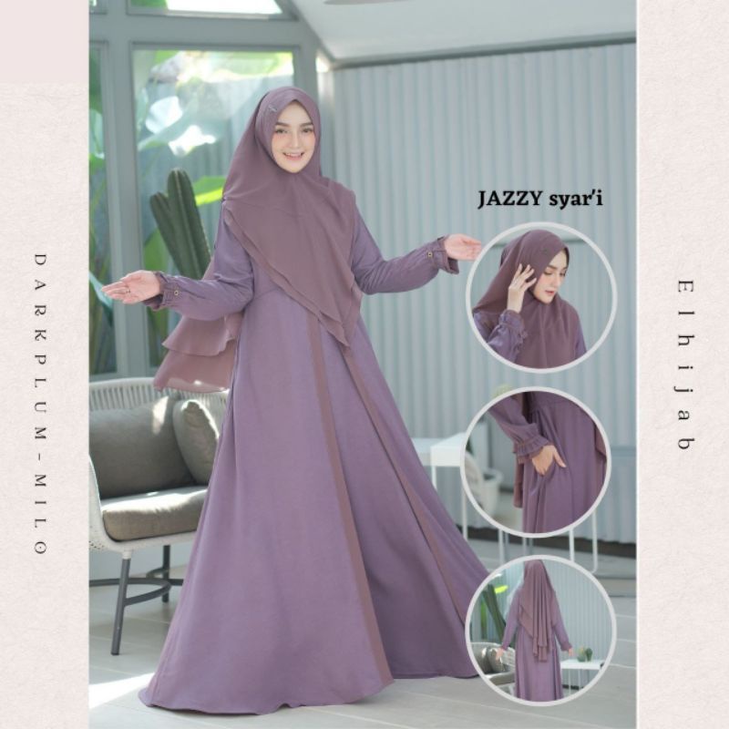 JAZZY SYARI ELHIJAB FASHION GAMIS SET KHIMAR BUSUI JUMBO PET ANTEM CERUTY ORI BRANDED PREMIUM POLOS