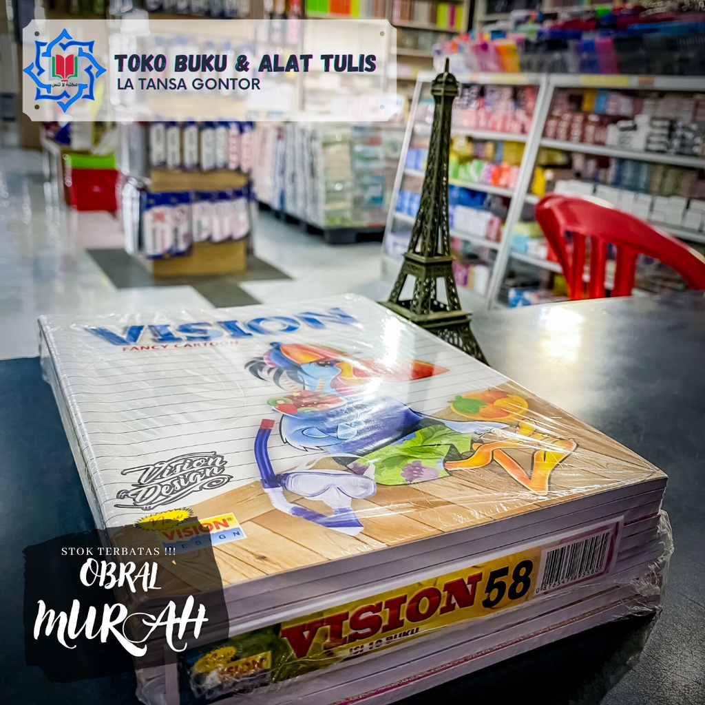 

BUKU TULIS VISION ISI 58 LEMBAR / 10 BUKU / PACK