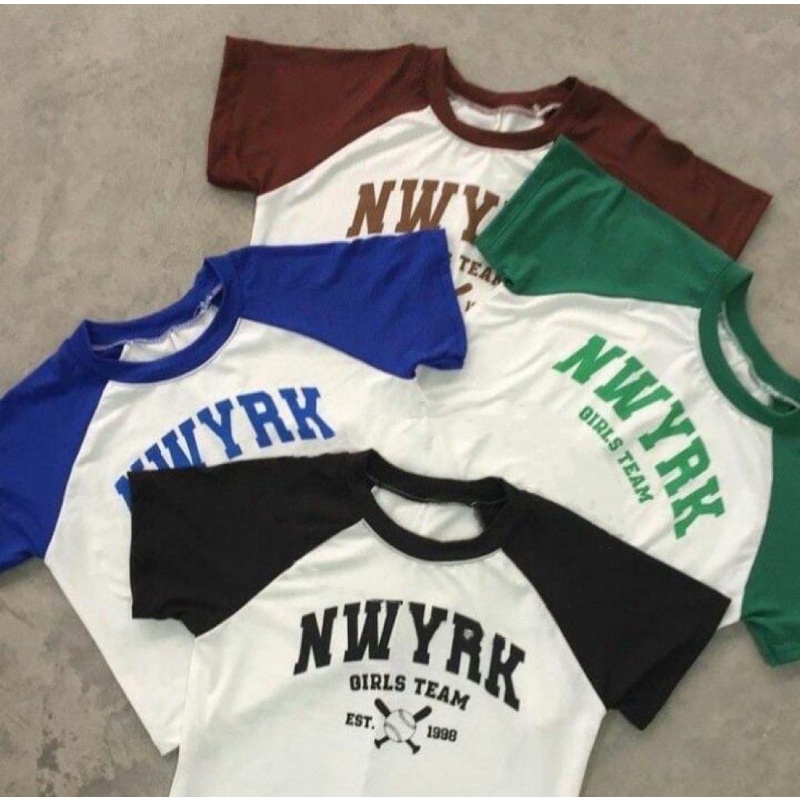 BEFAST - ZGW OOTD WANITA KAOS Ruby / Crop Top Girls Team NWYRK 1998 (LD 88, P 40) / Kaos Crop Kekiniaan Remaja Wanita / Tshirt Lengan Pendek / Kaos Keluaran Terbaru / Tshirt Motif