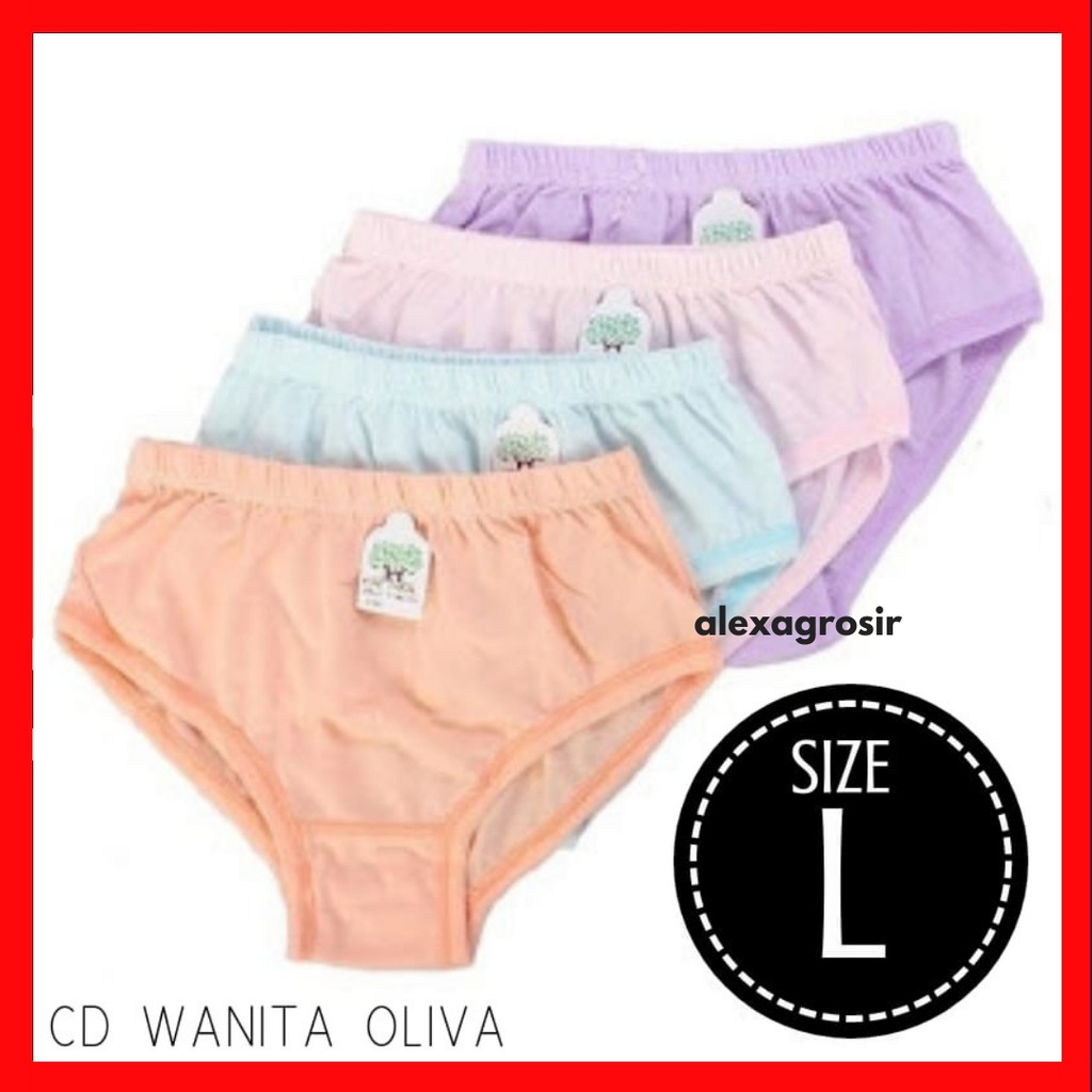 12pcs Celana Dalam CD Wanita OLIVA Lokal Bahan katun/ LINGERY size M L XL 3L 4L