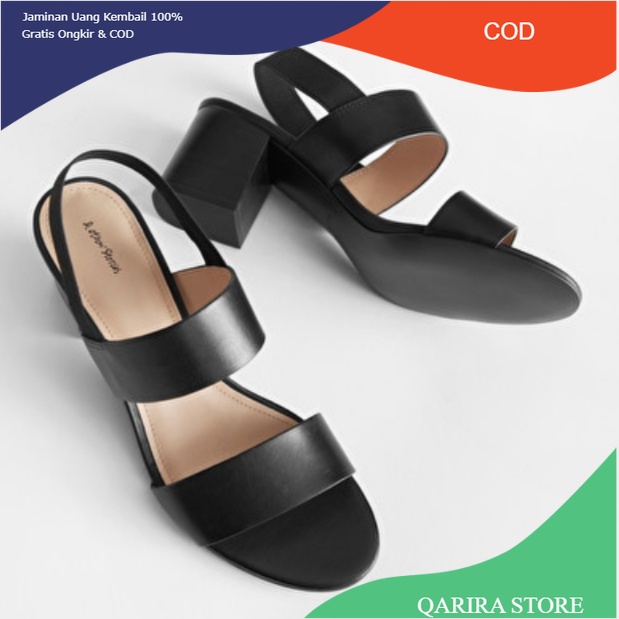Sandal Heels 5cm Hak Tahu Karet Belakang DUOMO Murah Original