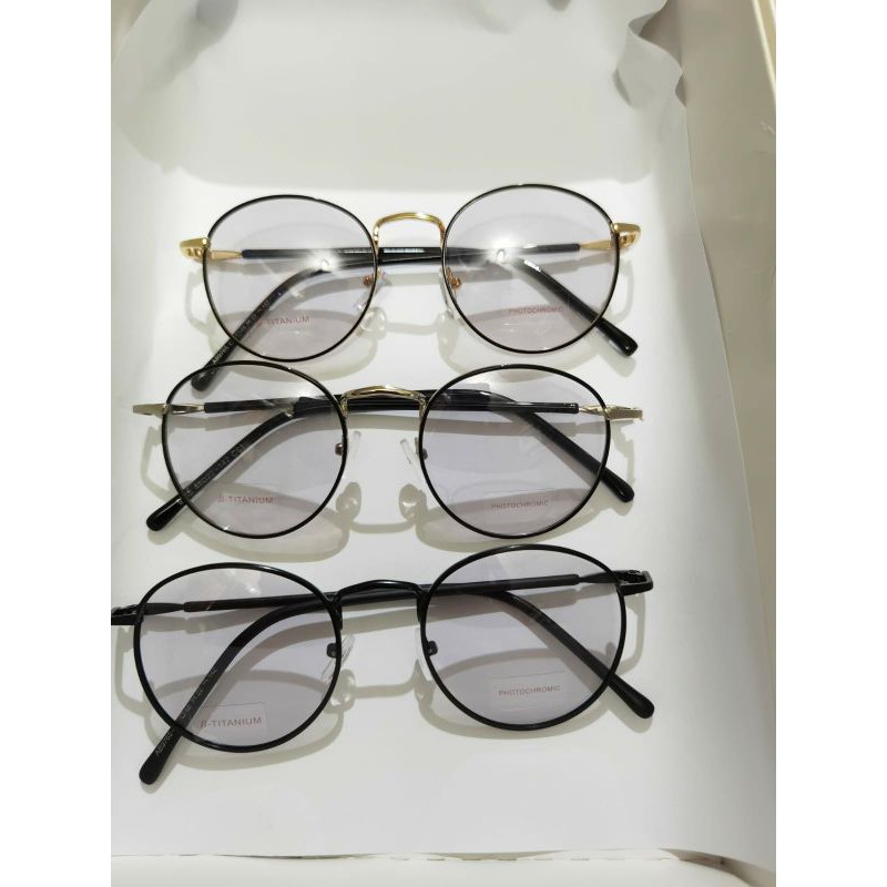 FRAME KACAMATA KOREA BULAT 9765 LILO + LENSA PHOTOCROMIC ( NORMAL ) NO MINUS DAN ANTI RADIASI