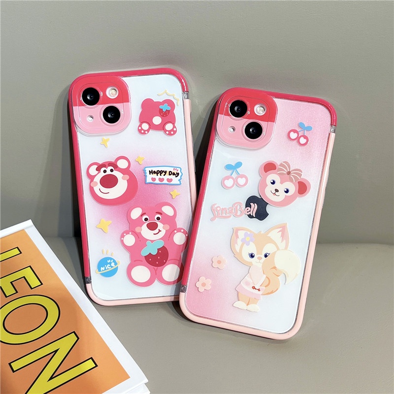 Casing iphone 13 12 11PROMAX X XS XR XSMAX shockproof Motif Strawberry Beruang Kelinci